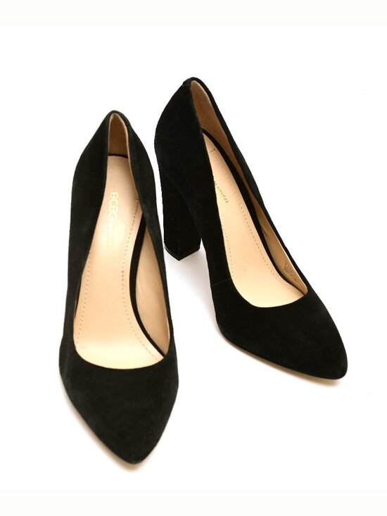 BCBG Black Suede Leather Pumps with Block Heel 7.5 M - Picture 12 of 12